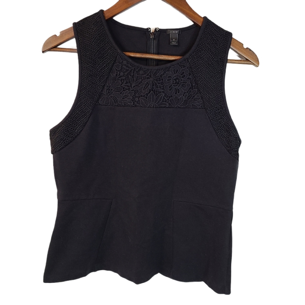 J Crew Black Lace Lined Tank Blouse Medium
